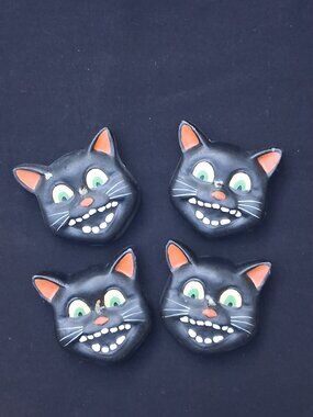 Vtg 2004 Spooky Hollow Halloween Black Cat Floating Candles Set/4 Boxed